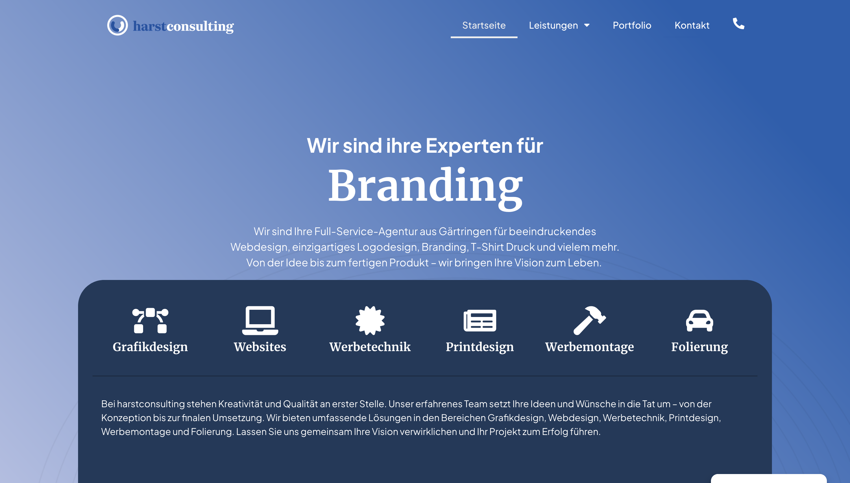 Vorschau der harstconsulting Landingpage